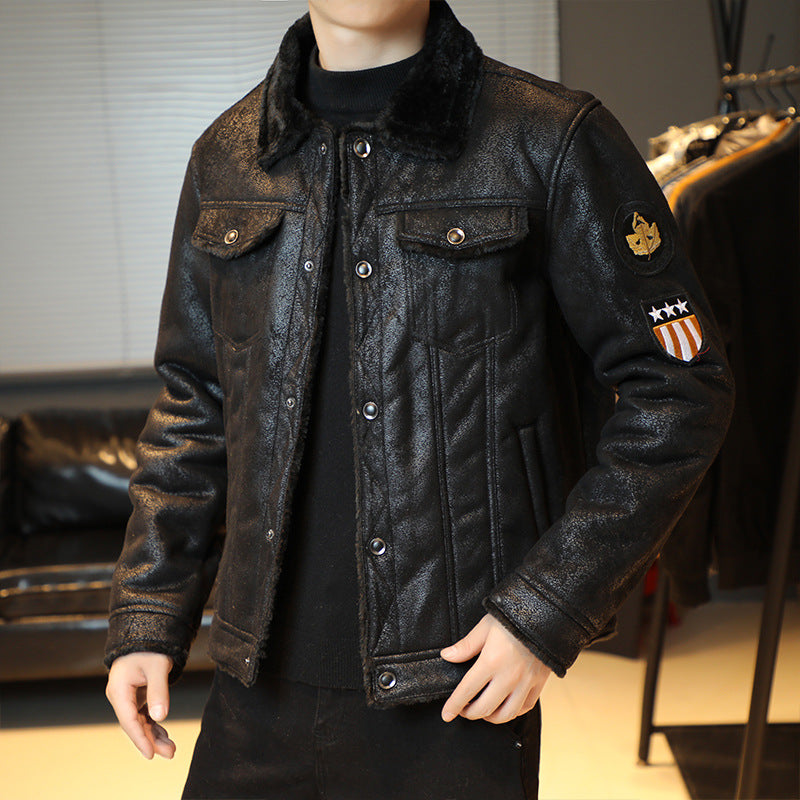 Fleece Lapel Warm And Windproof jacket Men