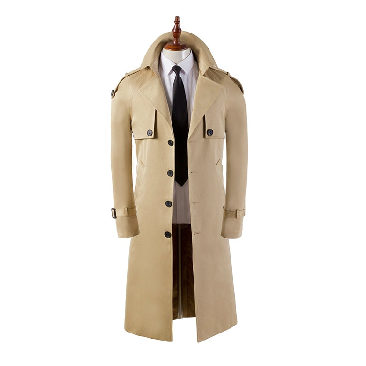 Super Long Over The Knee Slim Business Casual Men's Trench Coat