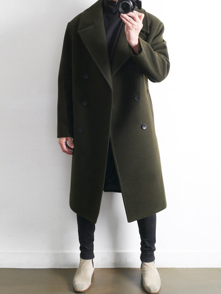 Woolen Men's Mid-length slim fit Trench Coat