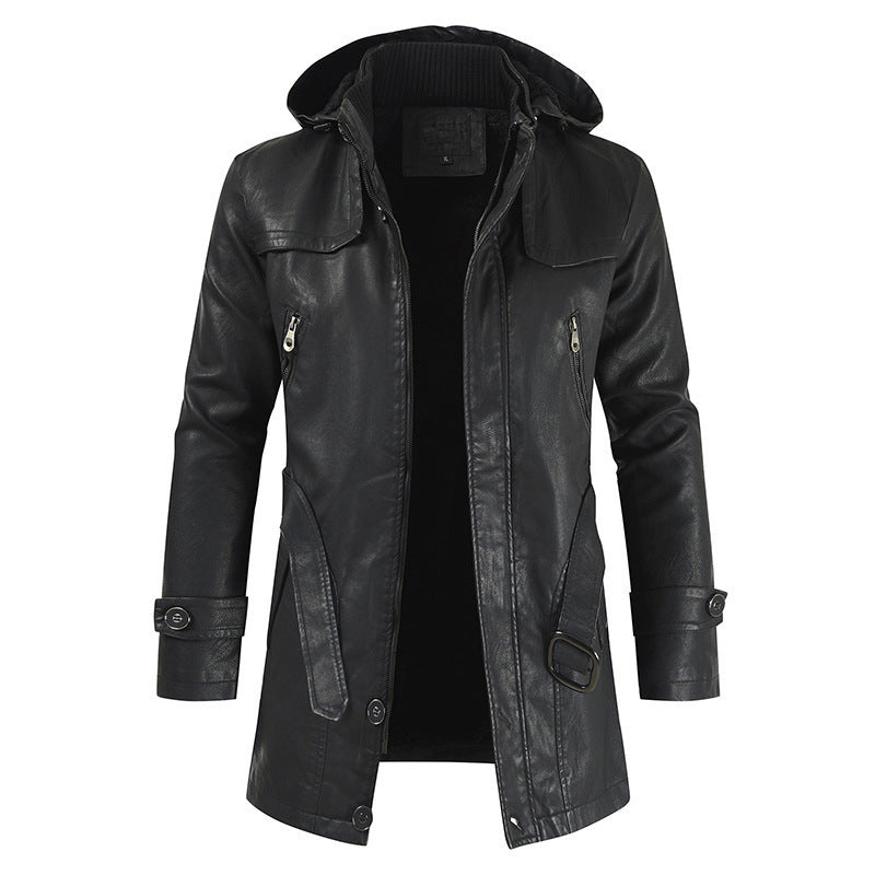 Men's Mid-length Leather Coat