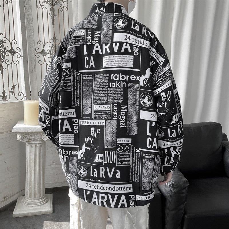 Men's printed Loose Casual Long-sleeved Shirt