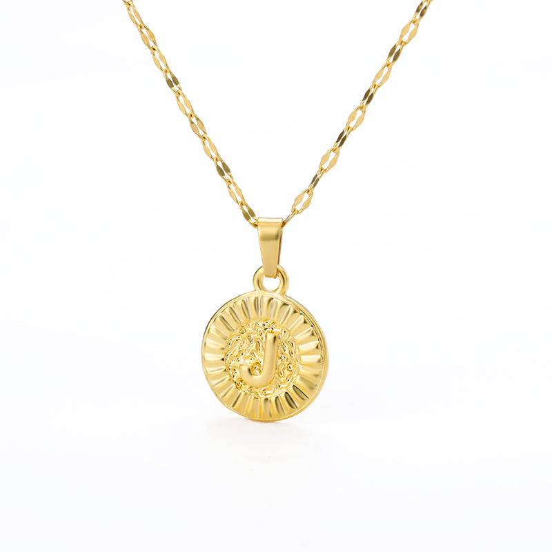 English Alphabet Disc Necklace Men and women