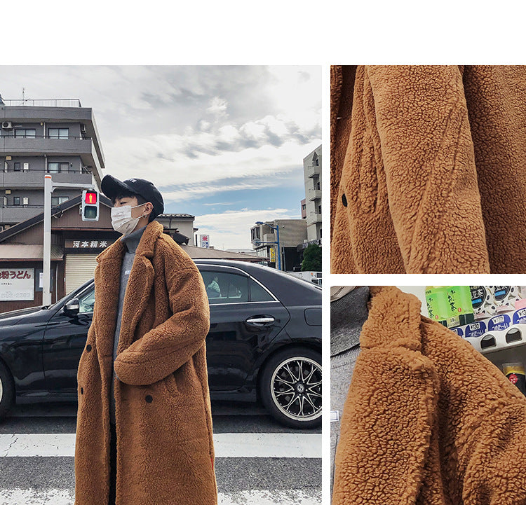 Fashion Simple Men's Lamb Woolen Coat