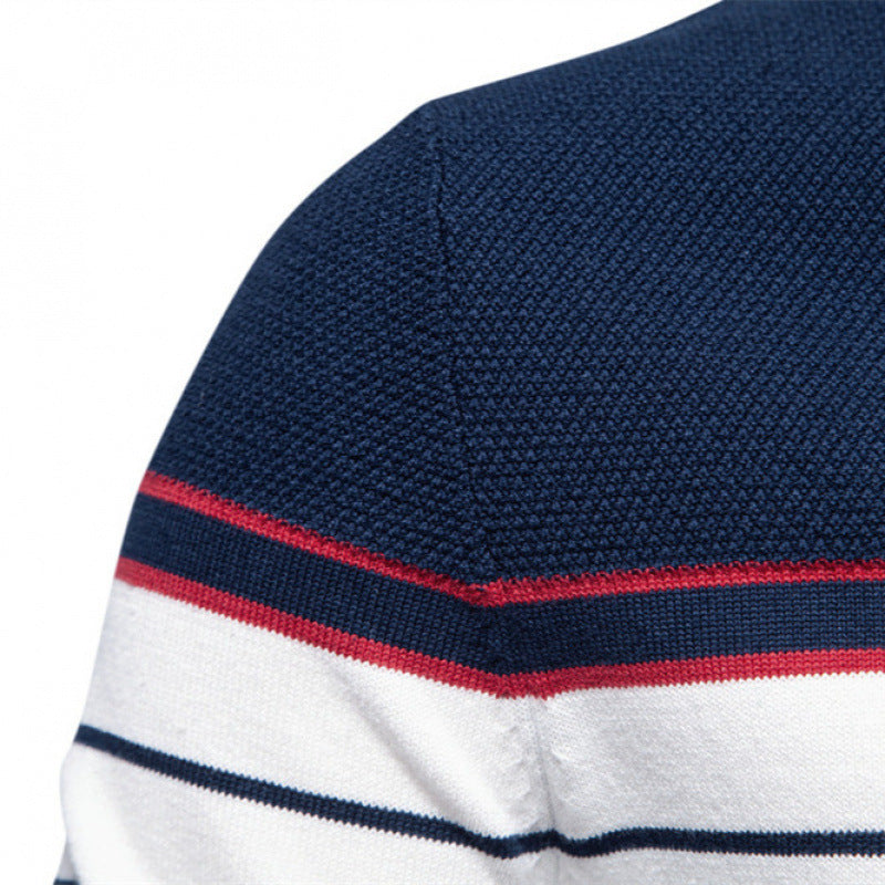 Men's Casual Striped Color Matching Long-sleeved Sweater