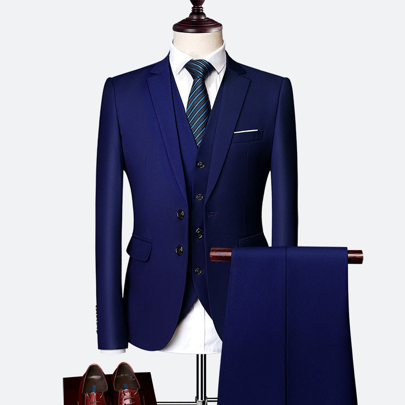 Men's Three-piece British Slim-fitting Wedding Dress Multicolor suit