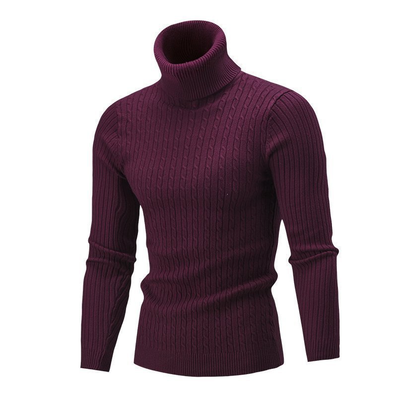 Men's Sweater Casual Retro Twisted Flower Turtleneck Knitting sweater