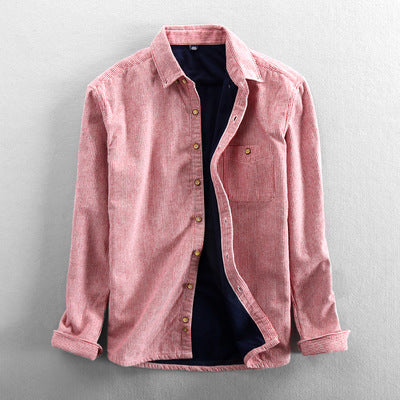 Lapel Striped Japanese Casual Shirt Men