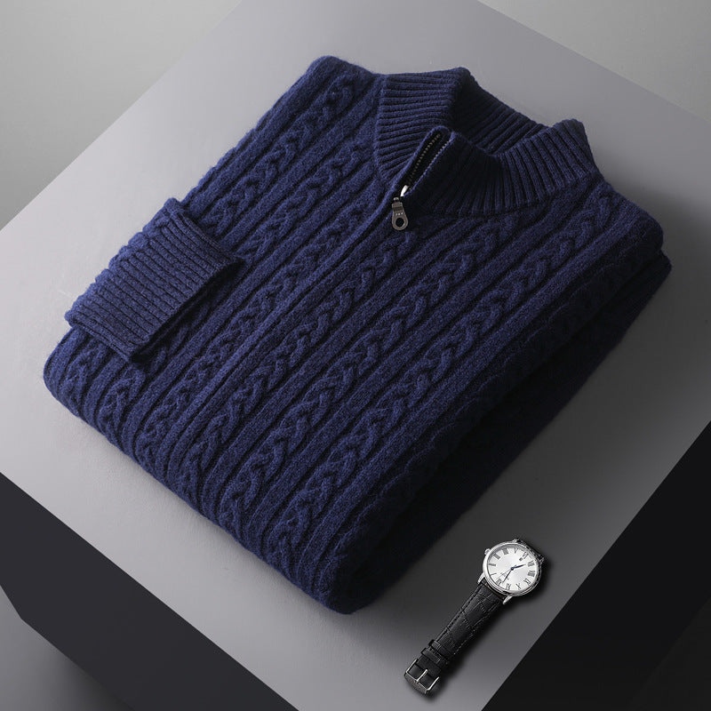Men's Half-high Collar Zipper Sweater