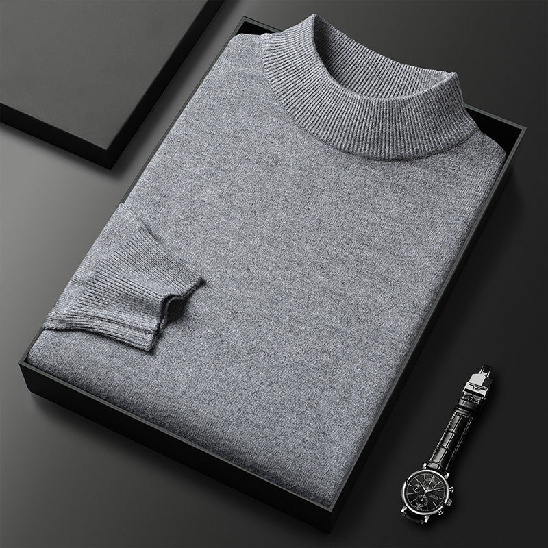 Men's Slim Fit Pure Color Half Collar Knitted Bottoming Shirt