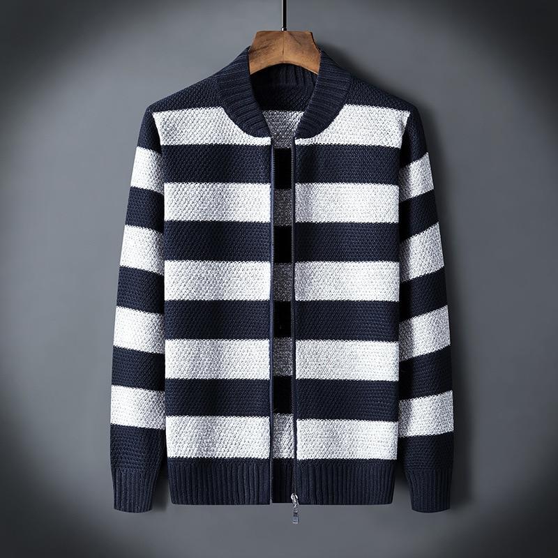 Stand-up Collar Men's Jacket Youth Striped Men's Sweater