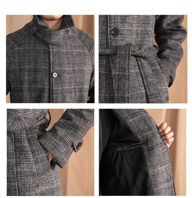 Men's Wool Warm Mid-length trench Coat