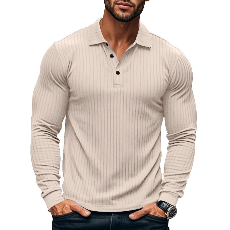 Men's Classic Casual Lapel Button Long Sleeve t-shirt