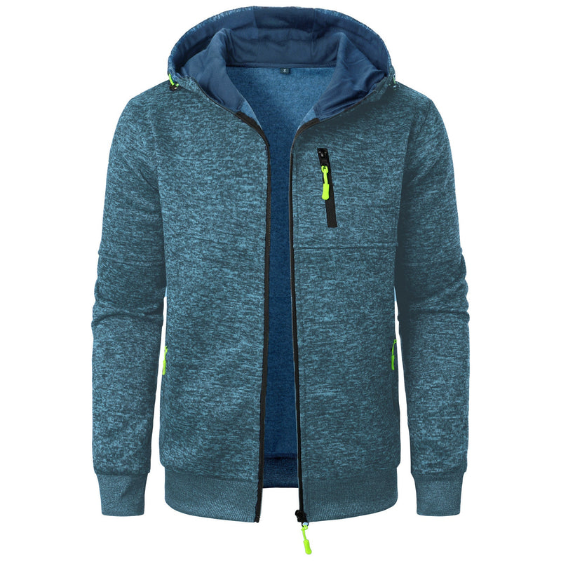 Men's Sports Casual Jacquard Hooded Jacket Knitted Cardigan