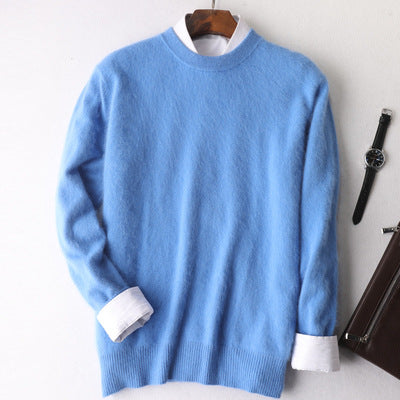 New Cashmere Men's Round Neck Loose Thick Mink Sweater