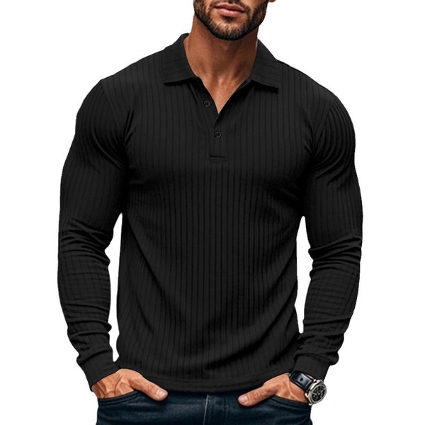 Men's Classic Casual Lapel Button Long Sleeve t-shirt