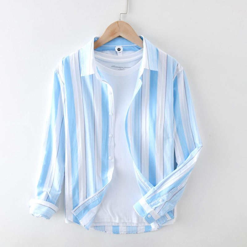 Japanese Striped Casual Long-sleeved Shirt For Men