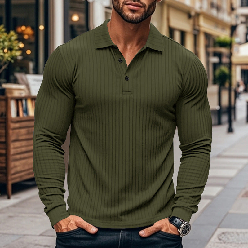 Men's Classic Casual Lapel Button Long Sleeve t-shirt