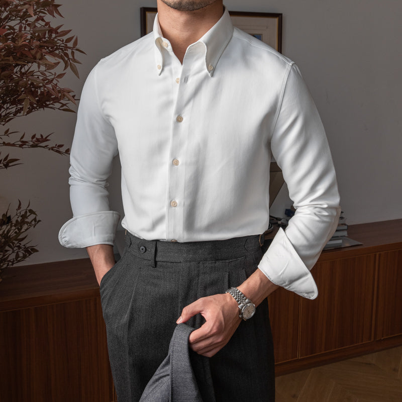 Thick Warm Gentleman's Large Pointed Collar Retro Shirt