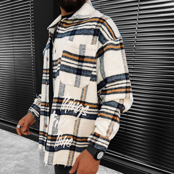 Men's Long-sleeved Casual Plaid Shirt