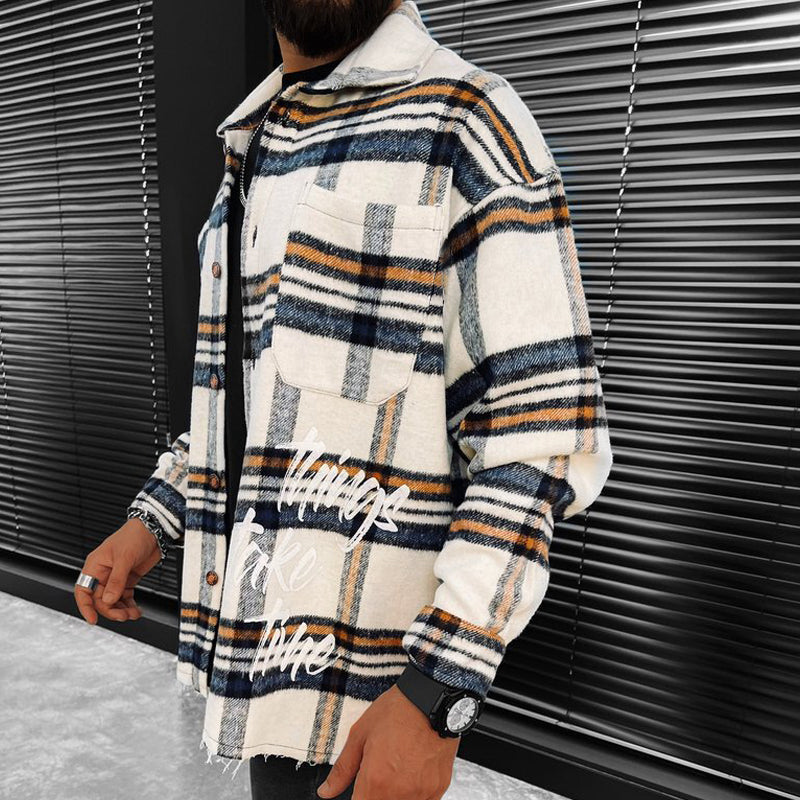Men's Long-sleeved Casual Plaid Shirt