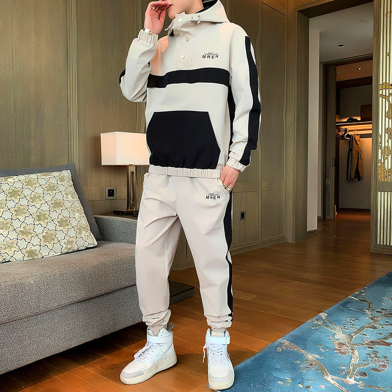 Two Piece jumpSuit Men Hooded Jacket