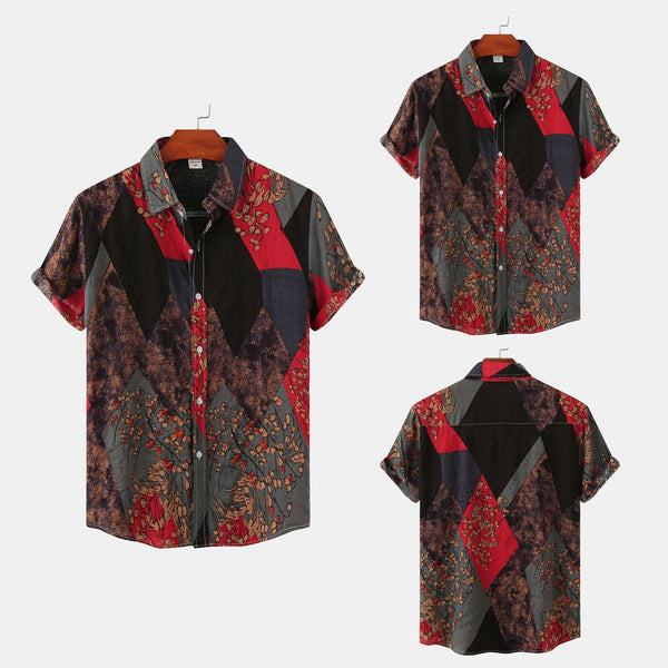 Men's Casual Short Sleeve Floral Shirt