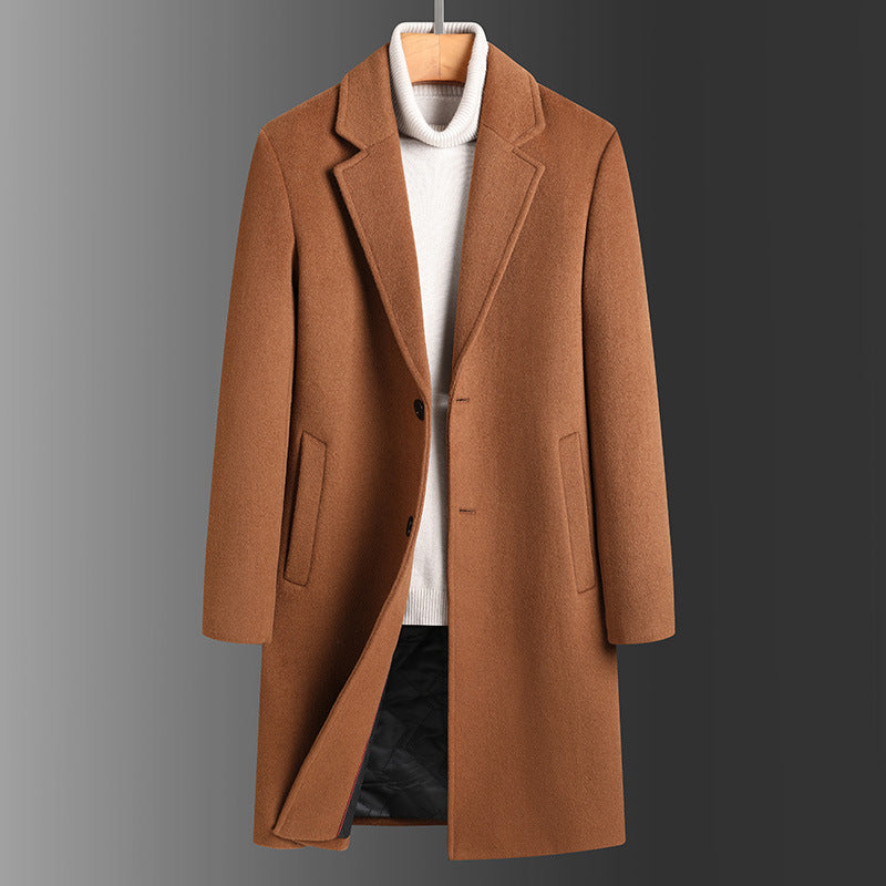 Woolen Men's Slim Long Casual Trench Coat