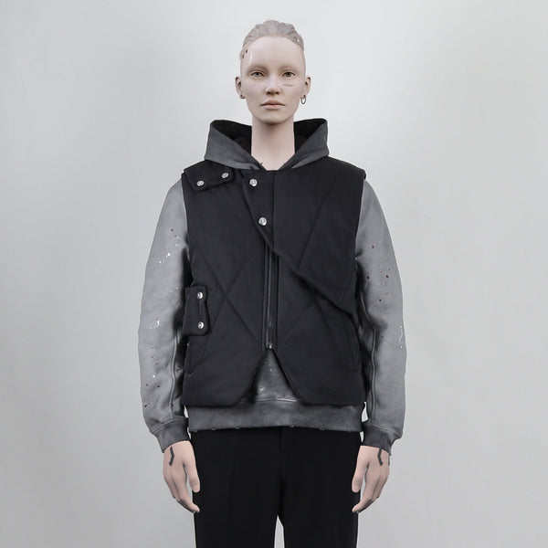 Irregularly Deconstructed Nylon Buckle Cotton jacket