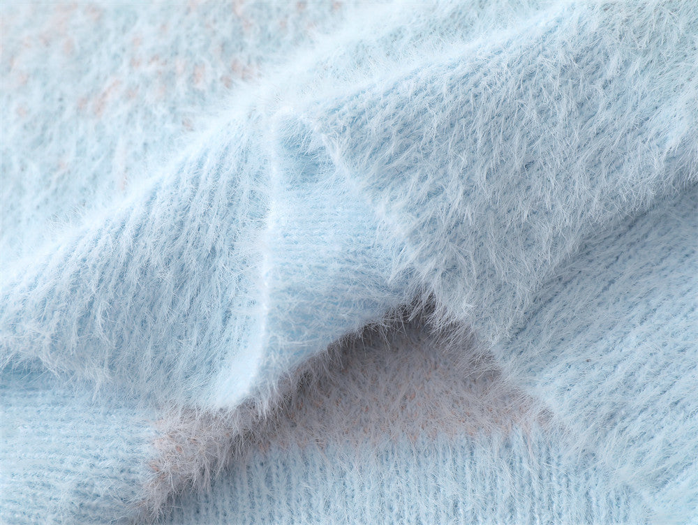 Gradient Mink-like Round Neck Sweater