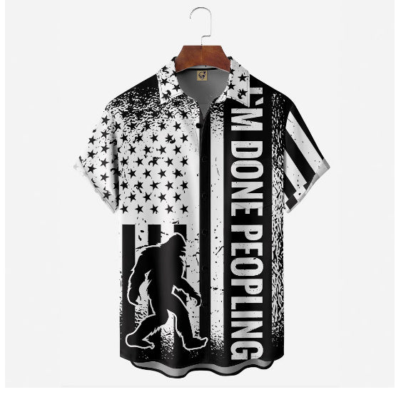 Creative 3D Digital Printing Stylish Loose Short Sleeve Shirt
