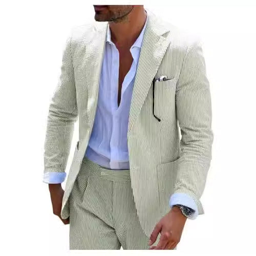 Men's Two-piece Suit Seersucker Summer suit