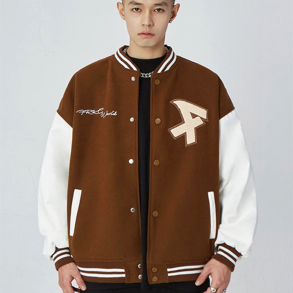 American Retro Alphabet Embroidered Baseball Uniform jacket