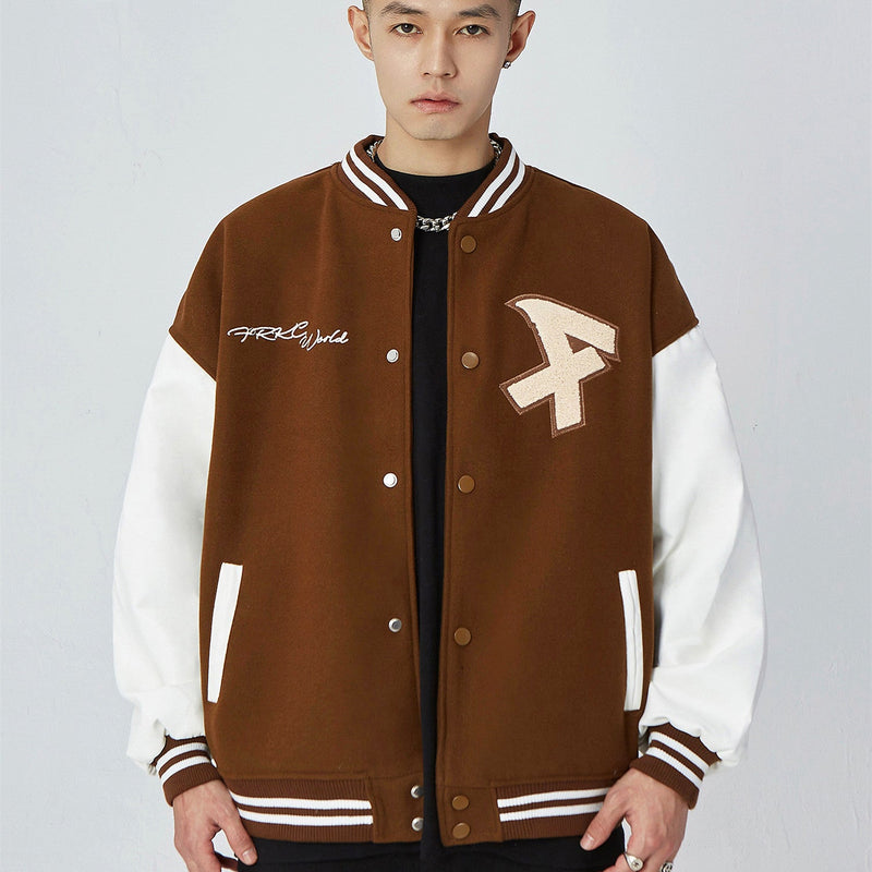 American Retro Alphabet Embroidered Baseball Uniform jacket