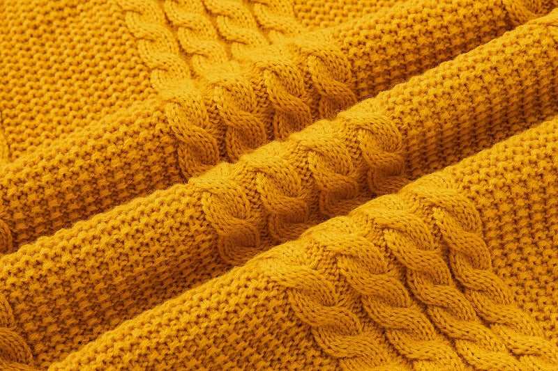 Men's Solid Color Fried Dough Twist Knitwear Pullover sweater