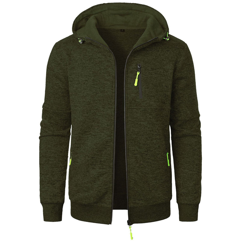 Men's Sports Casual Jacquard Hooded Jacket Knitted Cardigan