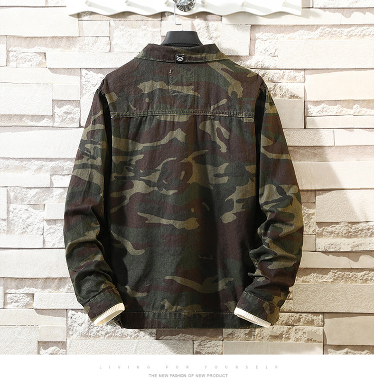 Mens Camouflage Denim Jacket Coat