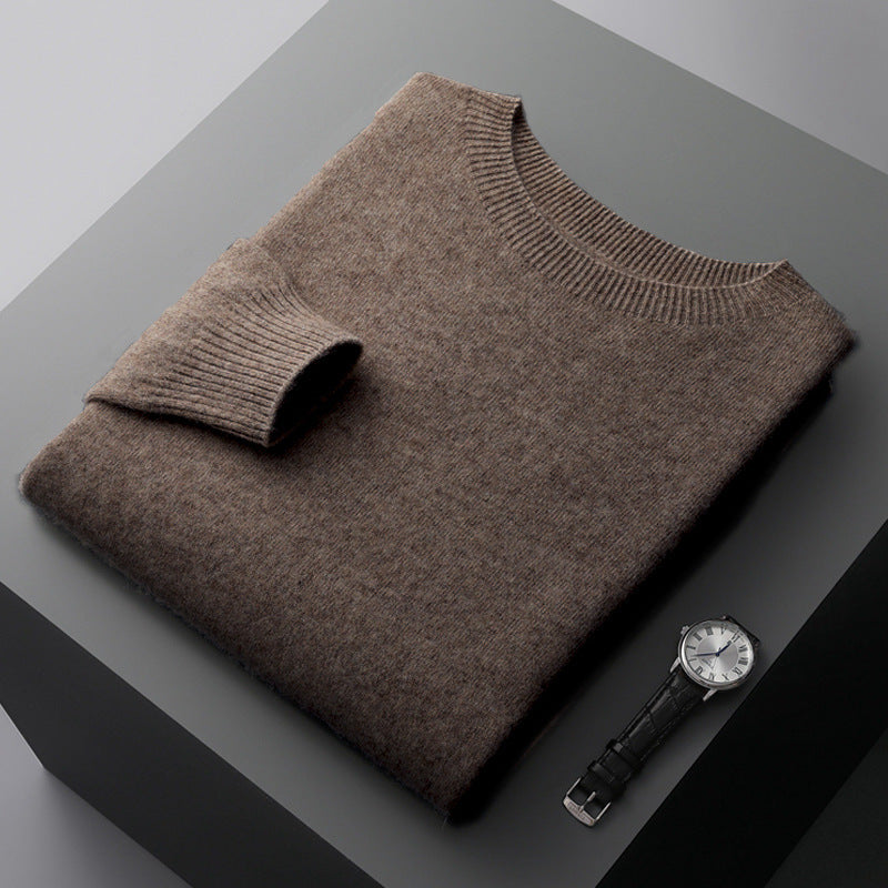 Men's Round Neck Basic Inner Match Thin Middle-aged And Elderly Bottoming Sweater