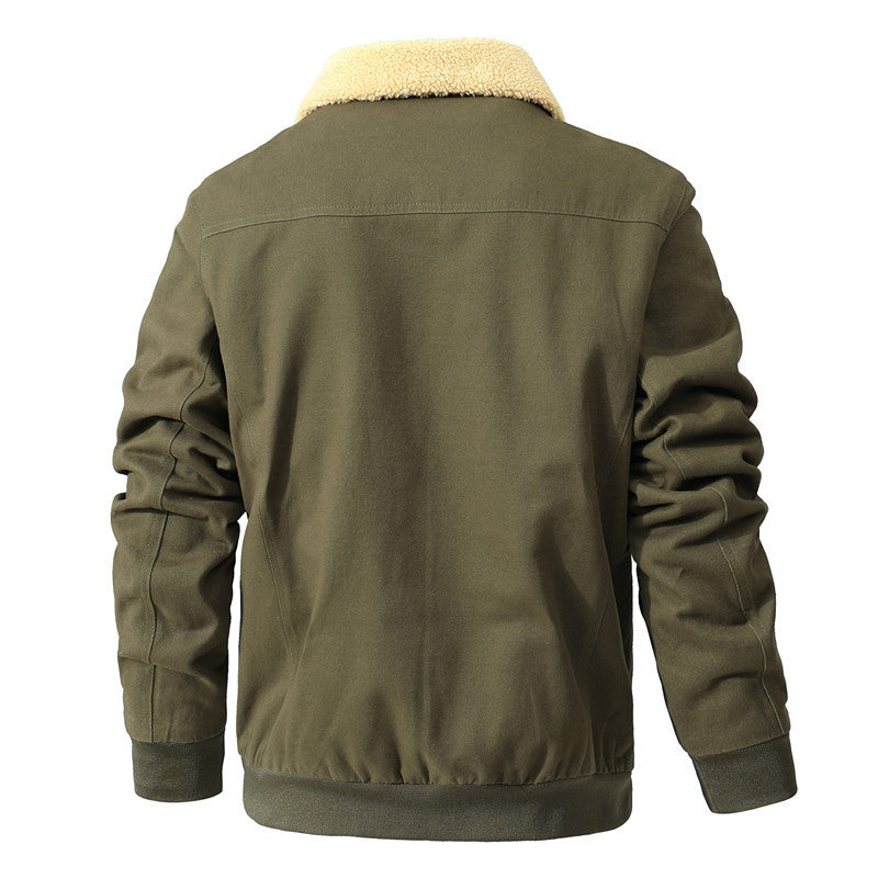 Men's Casual Fleece-lined Washed Coat