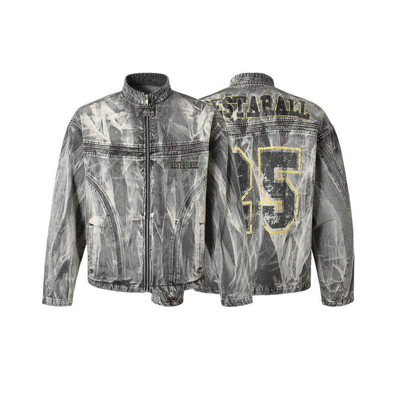 Men's Printed Stand Collar Coat Jacket