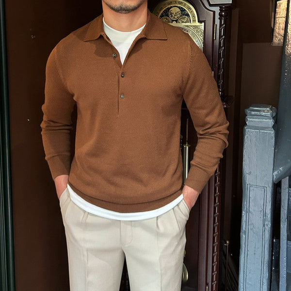 Long Sleeve Lapel Vintage Wool sweatshirt