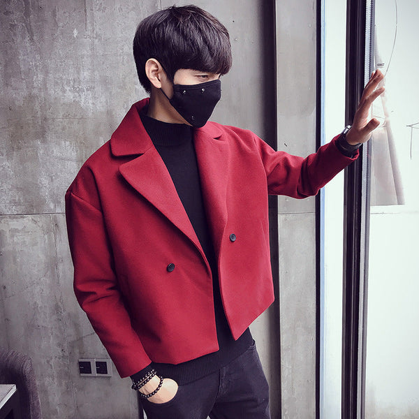 Stylish woolen coat with lapel jacket