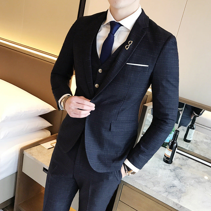 Single Button Three-Piece Suit