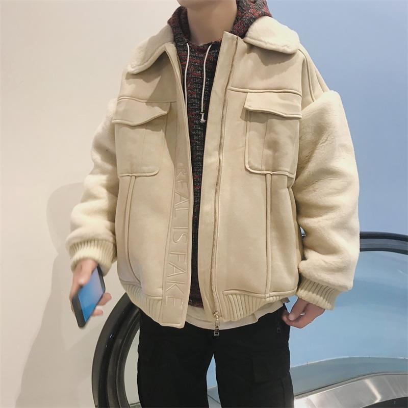 Men's lamb hair slim coat