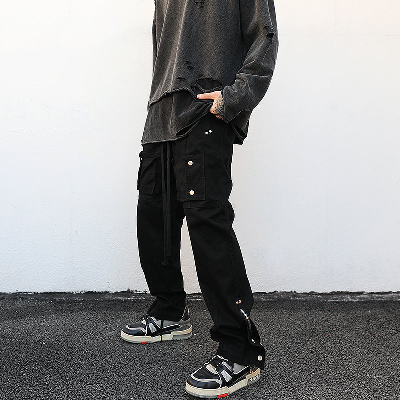 High Street Fan Energy Three-dimensional Pocket Loose Overalls