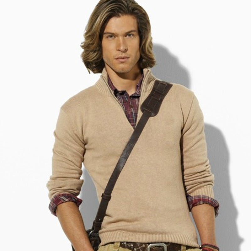 Men's stand-up collar zipper padded sweater