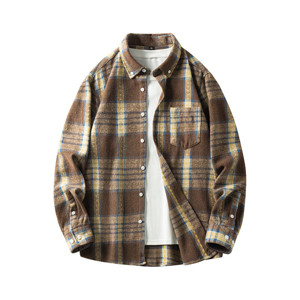 Plaid Casual Thickened Flannel Shirt Men