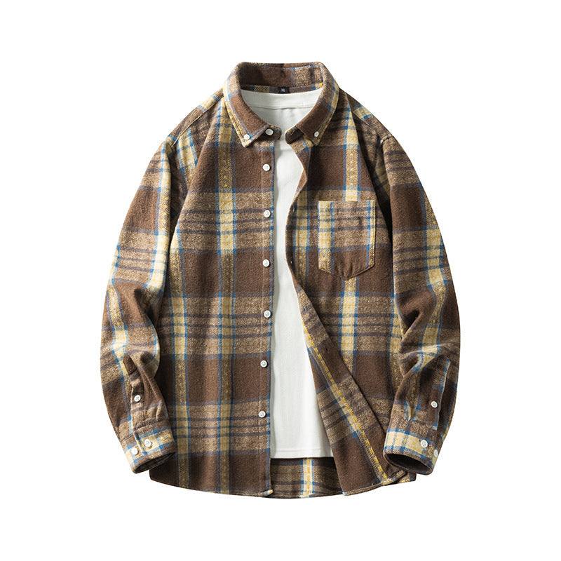 Plaid Casual Thickened Flannel Shirt Men