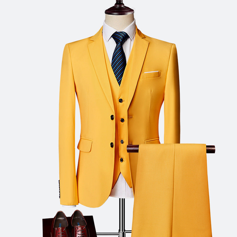 Men's Three-piece British Slim-fitting Wedding Dress Multicolor suit