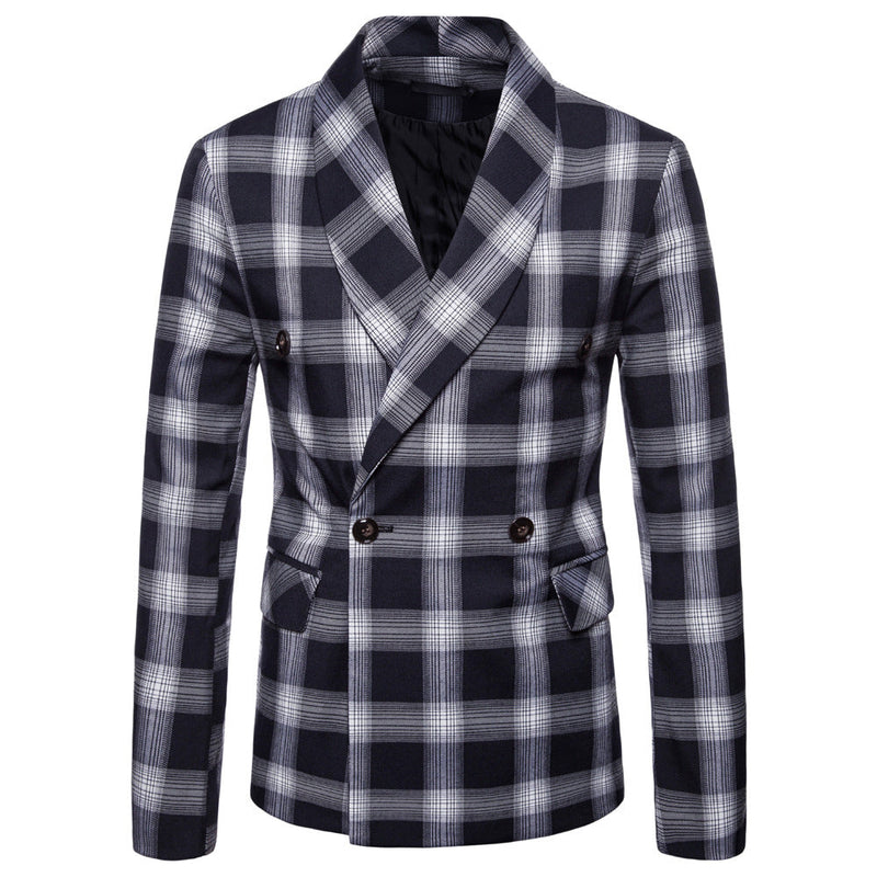 autumn and winter style men's casual plaid suit jacket