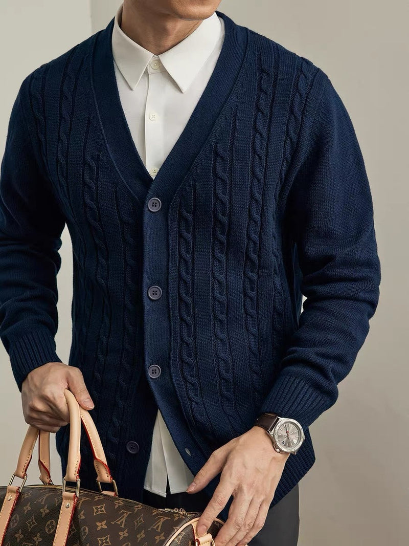 Solid Color Autumn And Winter Knitted Cardigan Long Sleeve Sweater